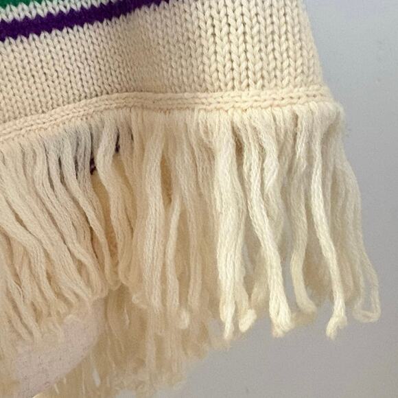 Vintage Macy’s 100% Wool Fringe Poncho Shawl Cream
Striped Boho Sweater Cape M - Picture 7 of 10